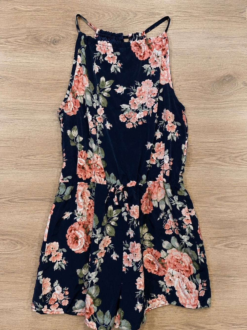 Navy Floral Halter Romper - Small
